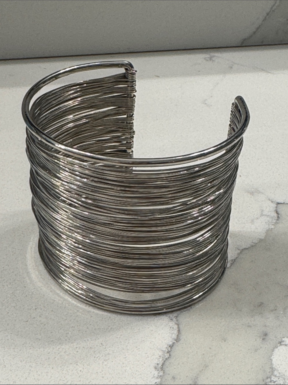 Wide Multi-Strand Silver Wire Cuff Bracelet